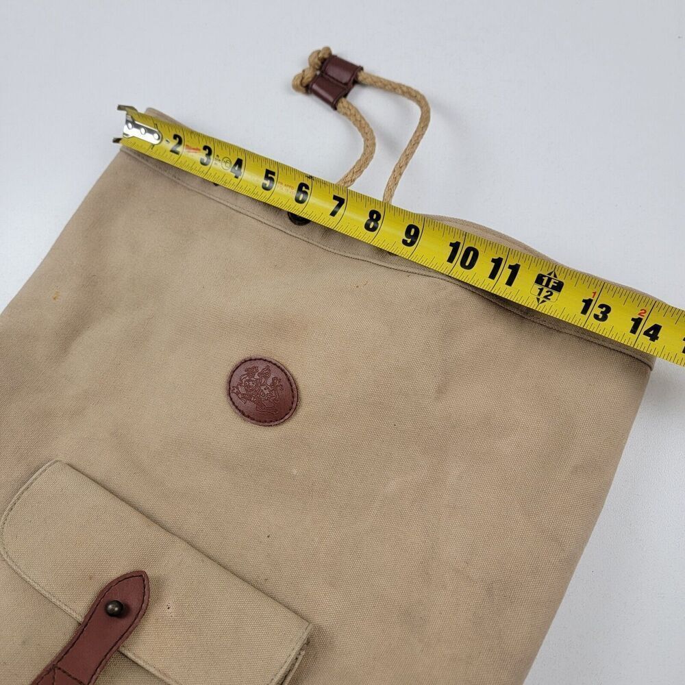 Vintage 90s Ralph Lauren Canvas Drawstring Bucket Bag Backpack Khaki Distressed - Picture 14 of 15